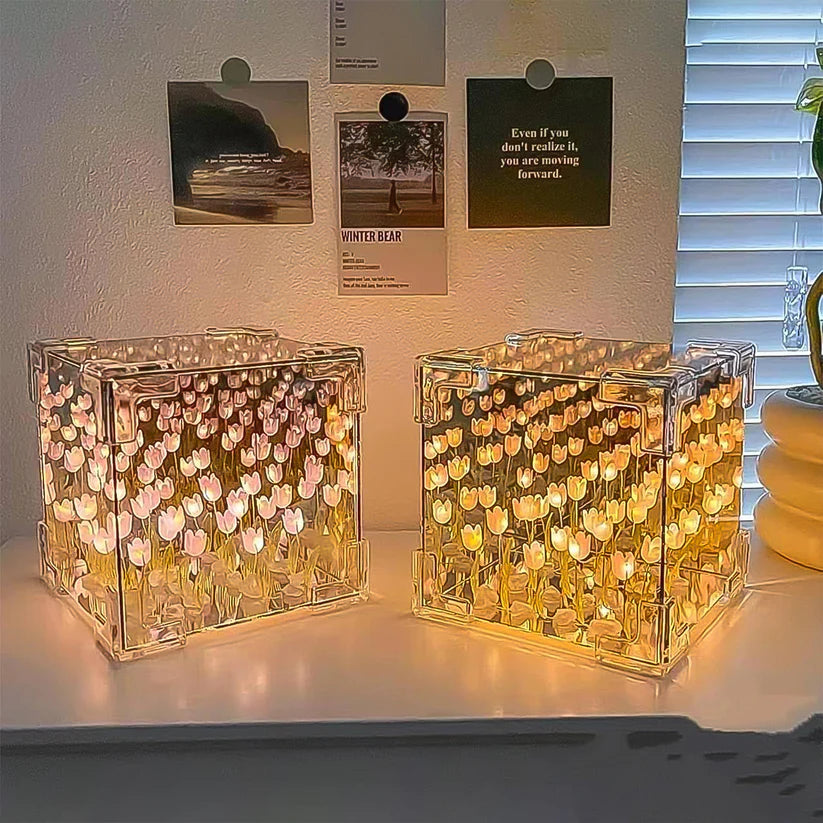 DIY Tulip Lamp Cube 2‑in‑1 mirror + lamp