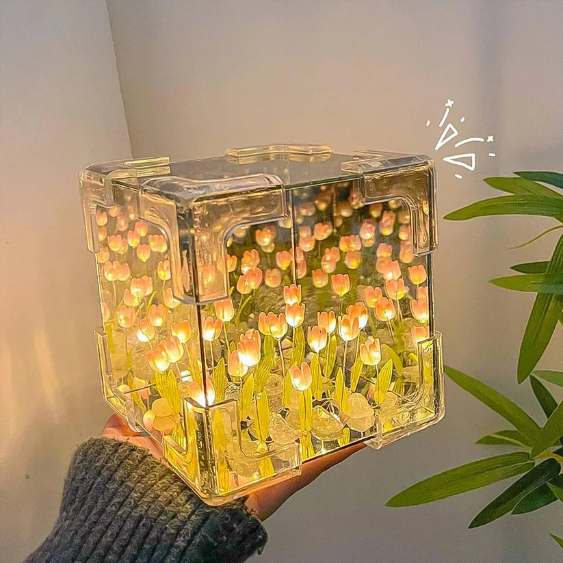 DIY Tulip Lamp Cube 2‑in‑1 mirror + lamp