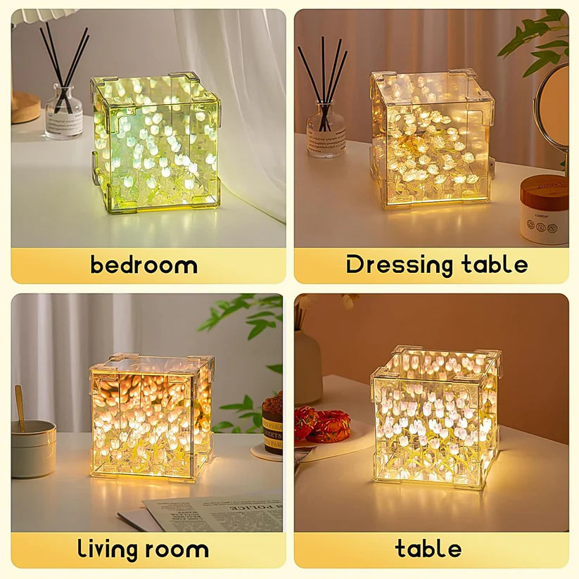 DIY Tulip Lamp Cube 2‑in‑1 mirror + lamp