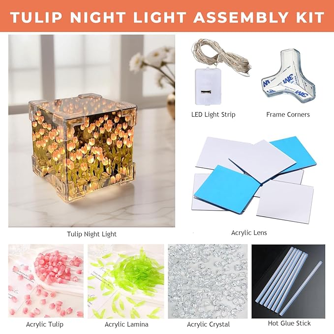 DIY Tulip Lamp Cube 2‑in‑1 mirror + lamp