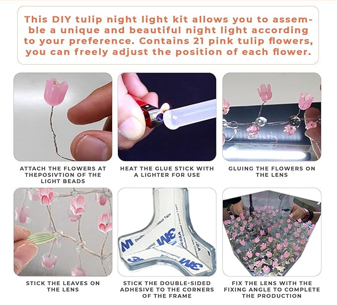 DIY Tulip Lamp Cube 2‑in‑1 mirror + lamp