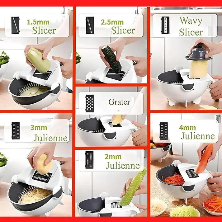 9 in 1 Vegetable Cutter with Drain Basket
